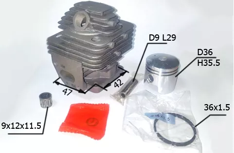 Поршневая группа подходит для бензокосы типа ТЕХАС 330 (36F), 005276